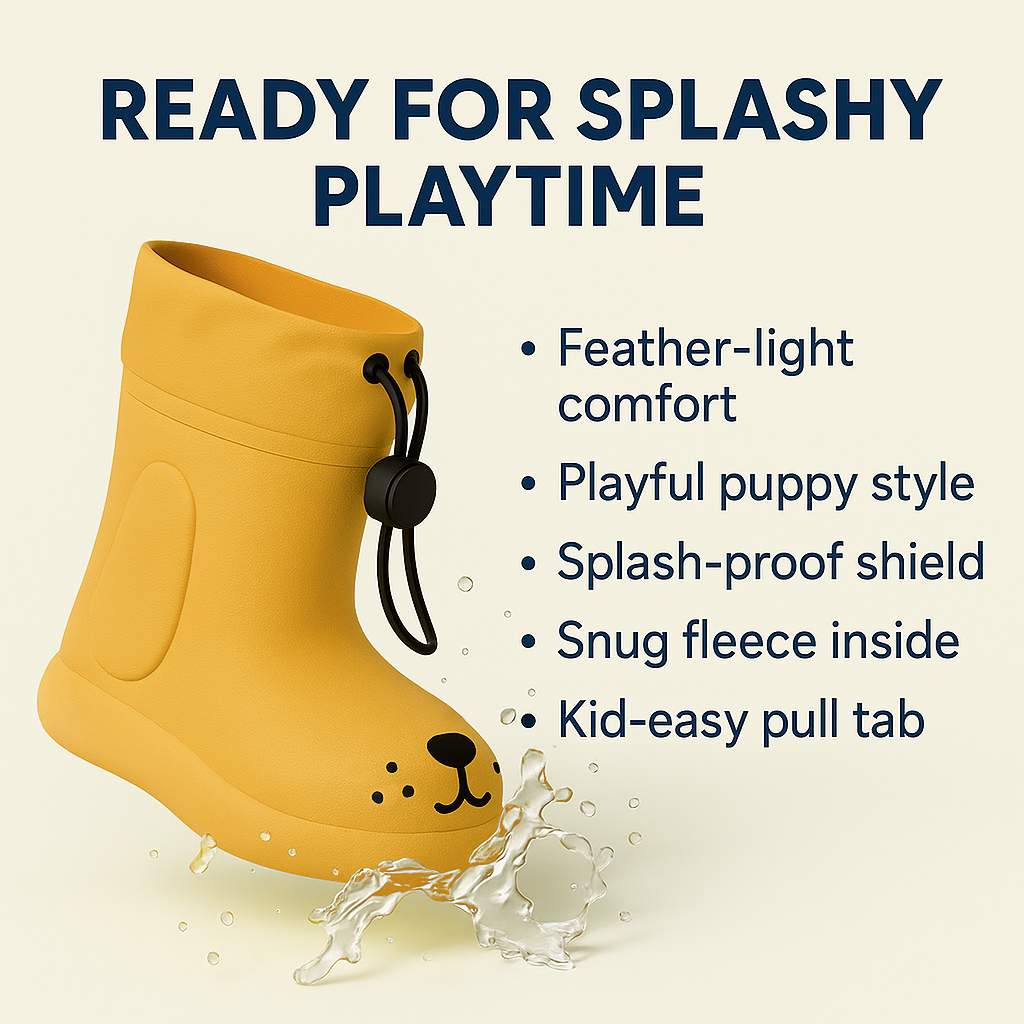 Premium Toddler Rain Boots– Kids EVA Outdoor Shoes - Puppy Paw