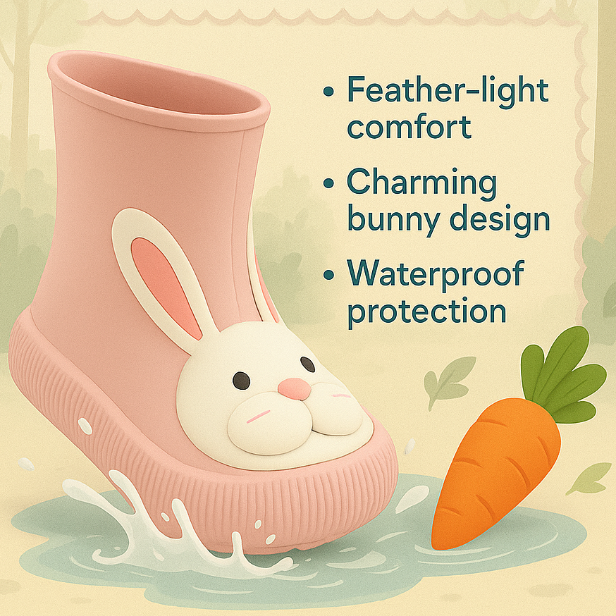 Premium Toddler Rain Boots– Kids EVA Outdoor Shoes - Bunny Paw