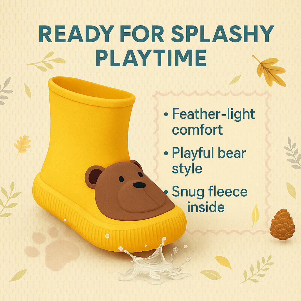 Premium Toddler Rain Boots– Kids EVA Outdoor Shoes - Bear Paw
