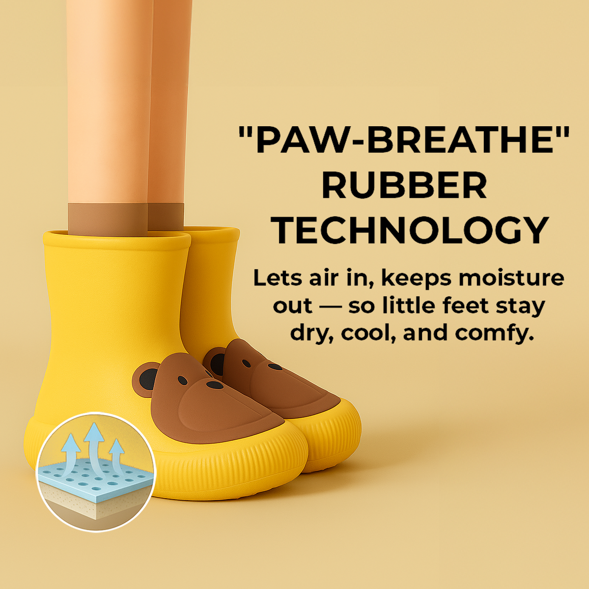 Premium Toddler Rain Boots– Kids EVA Outdoor Shoes - Bear Paw